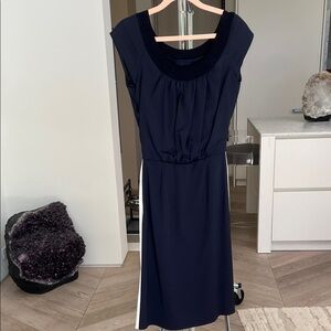 Alberta Ferretti Navy and White Midi Dress